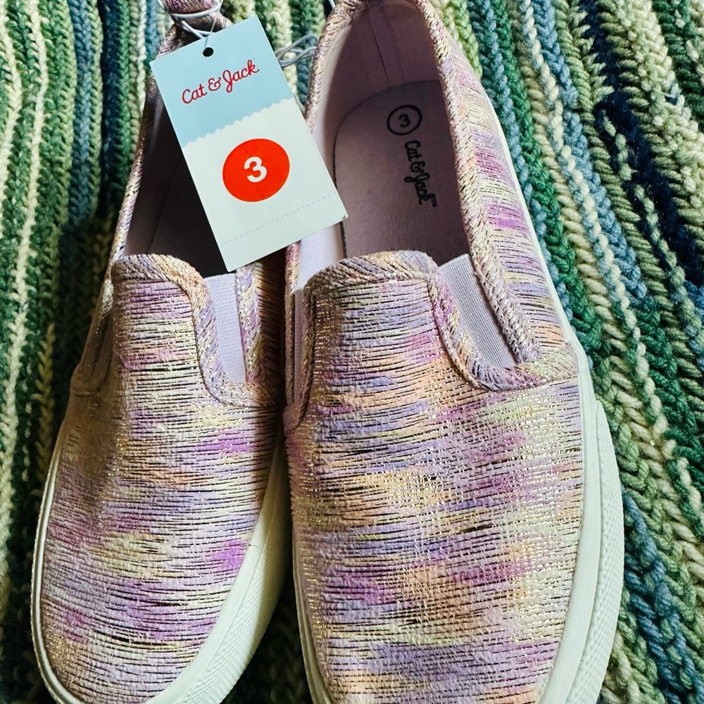 Cat & Jack Pink and Purple Knit Slip-On Sneakers